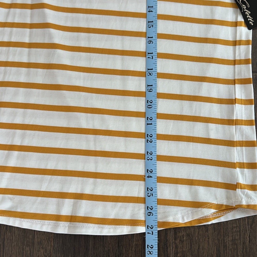 NWT Colette Piper Knit Striped Top - Cream with Mustard Yellow Stripes Size Med - Picture 4 of 6